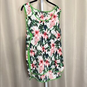 Vince Camuto Floral Tank Top - Green and Pink